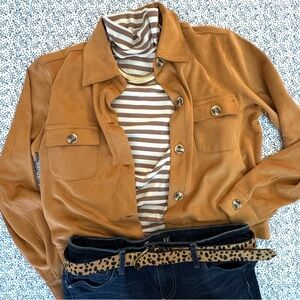 Kendall + Kylie Faux Suede Button Front Crop Jacket M